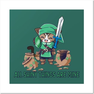 Cute bengal cat adventurer All shiny things are mine Posters and Art